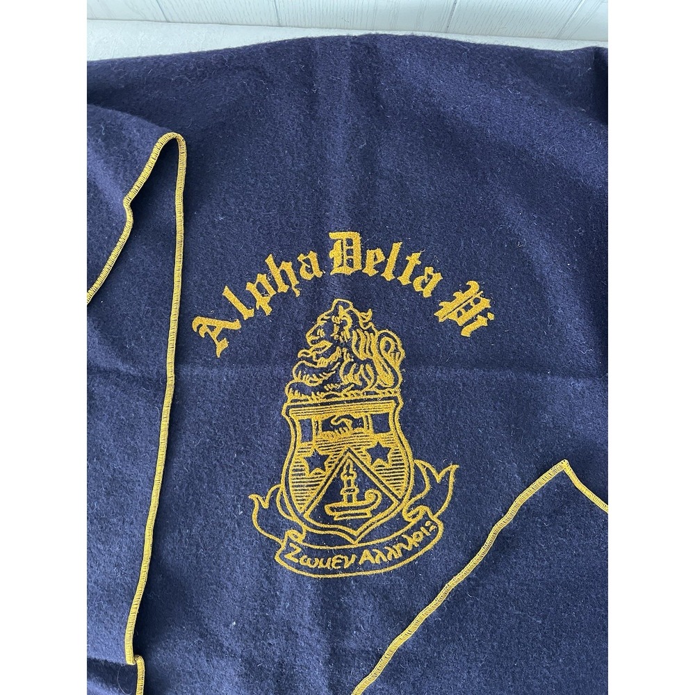Vintage Alpha Delta Pi‎ WOOL Throw.- Stadium Blanket 1960's Sorority Crest 42x60